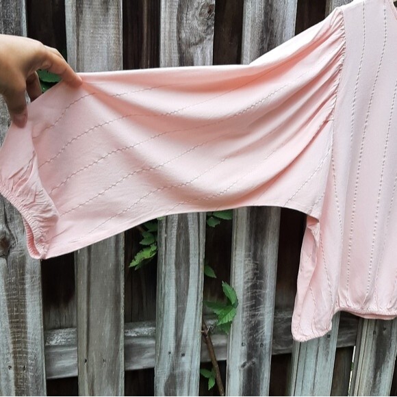 Thereabouts Blouse April Blush Rose Metallic Stripe Top Size Junior 3XL - Picture 4 of 16